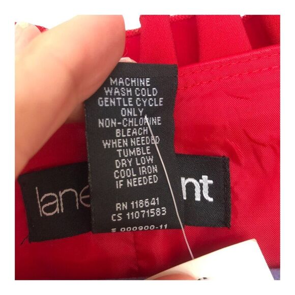 Lane Bryant NWT Silky Red Satin Ruffle Deep V-Neck Pleated Cocktail Dress Sz 22 - Picture 5 of 10